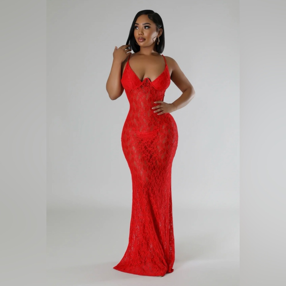 Sultry Siren Red Lace Dress